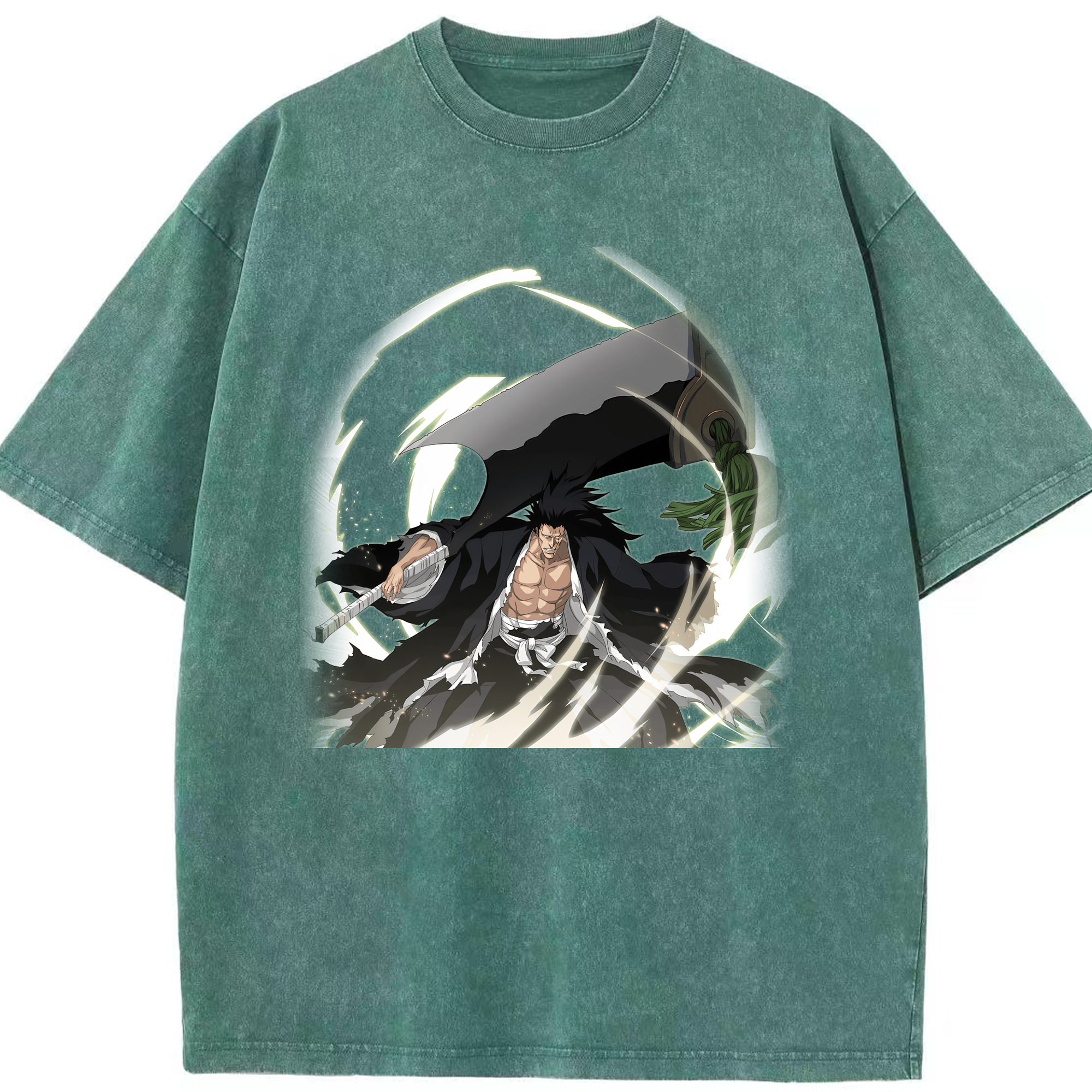 （画像用） ブリーチ ざらき けんぱち BLEACH Zaraki Kenpachi 綿100% ヴィンテージ風 半袖Tシャツ（フロントプリント）